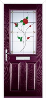 2 Panel 1 Square English Rose Composite Front Door in Purple Violet