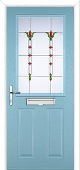 2 Panel 1 Square Fleur Composite Front Door in Duck Egg Blue