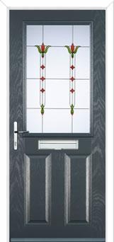 2 Panel 1 Square Fleur Composite Front Door in Anthracite Grey