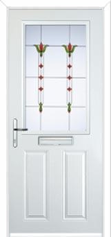 2 Panel 1 Square Fleur Composite Front Door in White