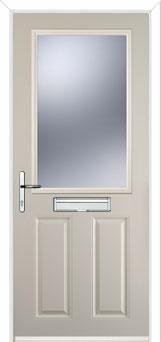 2 Panel 1 Square Glazed Composite Front Door in Cream