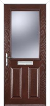 2 Panel 1 Square Glazed Composite Front Door in Darkwood