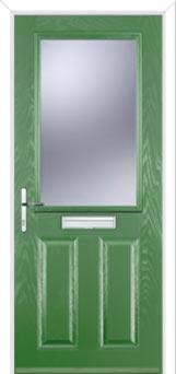 2 Panel 1 Square Glazed Composite Front Door in Fern Green