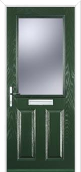 2 Panel 1 Square Glazed Composite Front Door in Green