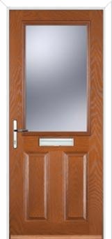2 Panel 1 Square Glazed Composite Front Door in Oak