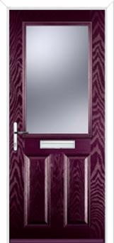 2 Panel 1 Square Glazed Composite Front Door in Purple Violet