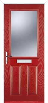 2 Panel 1 Square Glazed Composite Front Door in Red