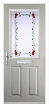 2 Panel 1 Square Mackintosh Rose Composite Front Door in Agate Grey