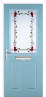 2 Panel 1 Square Mackintosh Rose Composite Front Door in Duck Egg Blue