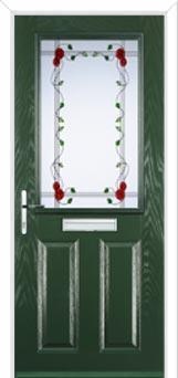 2 Panel 1 Square Mackintosh Rose Composite Front Door in Green