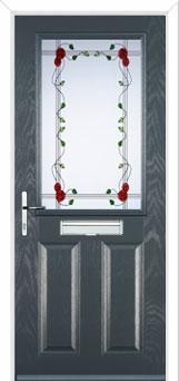 2 Panel 1 Square Mackintosh Rose Composite Front Door in Anthracite Grey