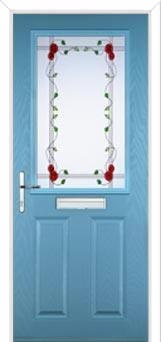 2 Panel 1 Square Mackintosh Rose Composite Front Door in Pastel Blue