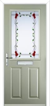 2 Panel 1 Square Mackintosh Rose Composite Front Door in Pebble Grey