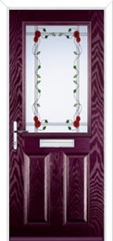 2 Panel 1 Square Mackintosh Rose Composite Front Door in Purple Violet