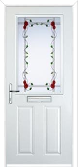 2 Panel 1 Square Mackintosh Rose Composite Front Door in White