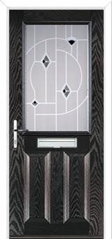 2 Panel 1 Square Murano Composite Front Door in Black Brown
