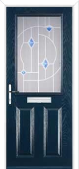 2 Panel 1 Square Murano Composite Front Door in Dark Blue
