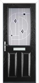 2 Panel 1 Square Murano Composite Front Door in Black