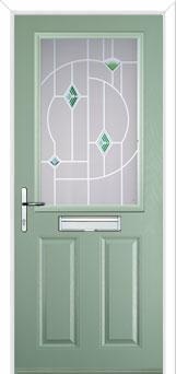 2 Panel 1 Square Murano Composite Front Door in Chartwell Green