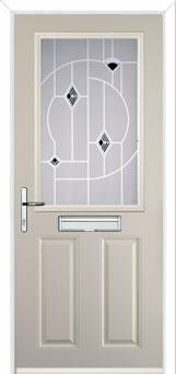 2 Panel 1 Square Murano Composite Front Door in Cream