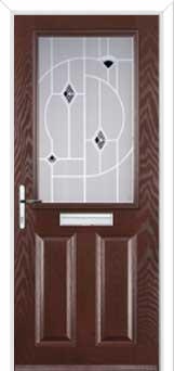 2 Panel 1 Square Murano Composite Front Door in Darkwood