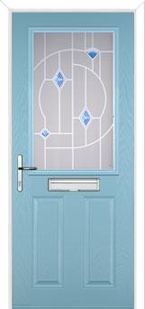 2 Panel 1 Square Murano Composite Front Door in Duck Egg Blue