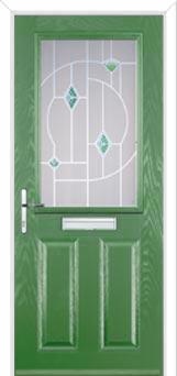 2 Panel 1 Square Murano Composite Front Door in Fern Green