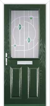 2 Panel 1 Square Murano Composite Front Door in Green