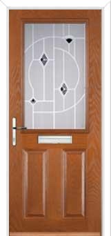 2 Panel 1 Square Murano Composite Front Door in Oak