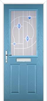 2 Panel 1 Square Murano Composite Front Door in Pastel Blue