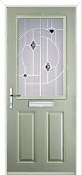 2 Panel 1 Square Murano Composite Front Door in Pebble Grey