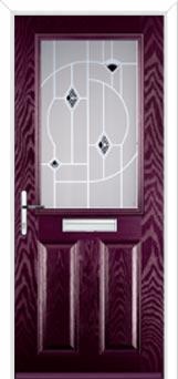 2 Panel 1 Square Murano Composite Front Door in Purple Violet