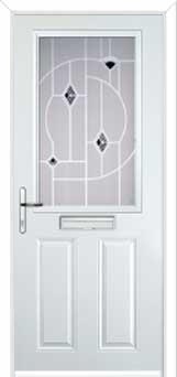 2 Panel 1 Square Murano Composite Front Door in White