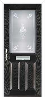 2 Panel 1 Square Staxton Composite Front Door in Black Brown