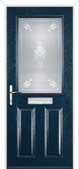 2 Panel 1 Square Staxton Composite Front Door in Dark Blue