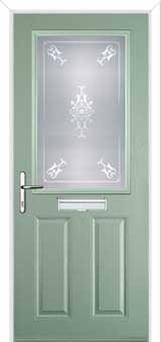 2 Panel 1 Square Staxton Composite Front Door in Chartwell Green