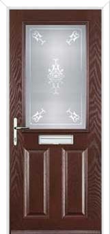 2 Panel 1 Square Staxton Composite Front Door in Darkwood
