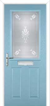 2 Panel 1 Square Staxton Composite Front Door in Duck Egg Blue