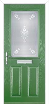 2 Panel 1 Square Staxton Composite Front Door in Fern Green