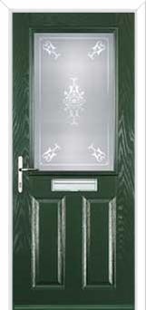 2 Panel 1 Square Staxton Composite Front Door in Green