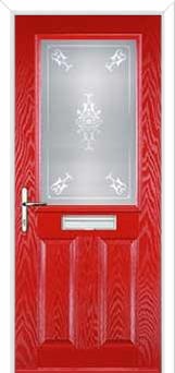 2 Panel 1 Square Staxton Composite Front Door in Poppy Red