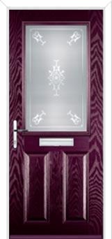 2 Panel 1 Square Staxton Composite Front Door in Purple Violet