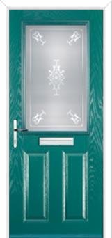 2 Panel 1 Square Staxton Composite Front Door in Turquoise Blue