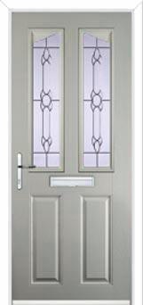 2 Panel 2 Angle Crystal Bohemia Composite Front Door in Agate Grey
