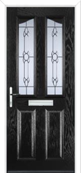 2 Panel 2 Angle Crystal Bohemia Composite Front Door in Black