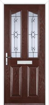 2 Panel 2 Angle Crystal Bohemia Composite Front Door in Darkwood
