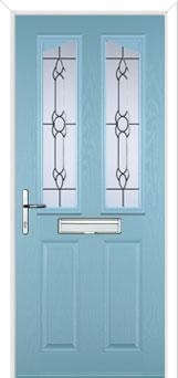 2 Panel 2 Angle Crystal Bohemia Composite Front Door in Duck Egg Blue