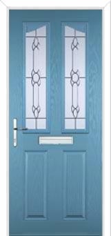 2 Panel 2 Angle Crystal Bohemia Composite Front Door in Pastel Blue