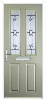 2 Panel 2 Angle Crystal Bohemia Composite Front Door in Pebble Grey