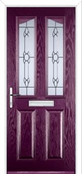 2 Panel 2 Angle Crystal Bohemia Composite Front Door in Purple Violet